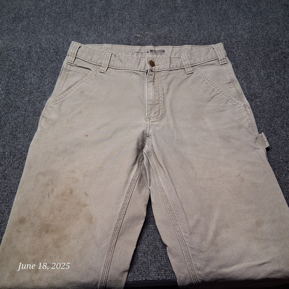 Carhartt Relaxed Fit Brown Duck Canvas Carpenter Pants Sz 32x32 Gravel